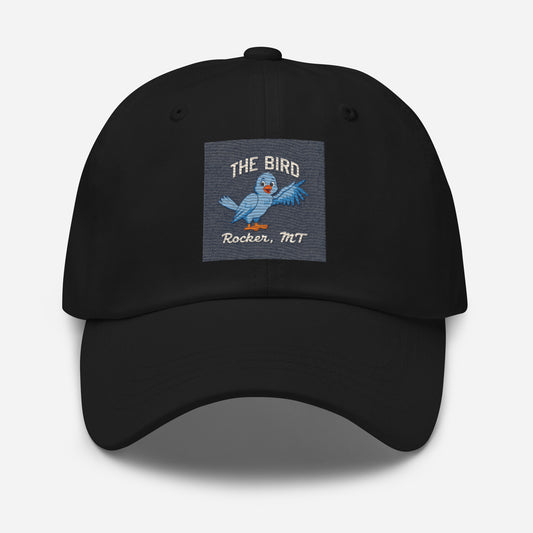 Black dad hat with The Bird logo